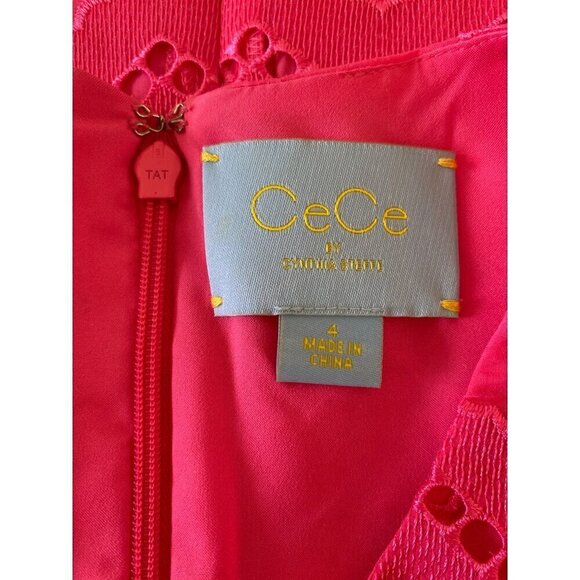 CeCe by Cynthia Steffe Pink Corded Lace Shift Dress, Short Sleeve Women's Size 4 - Picture 10 of 12